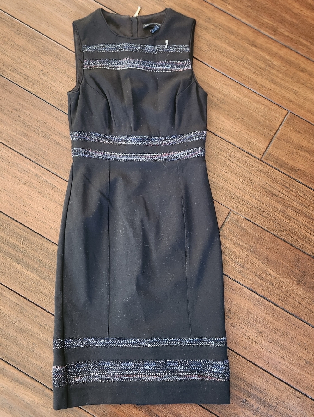 White House Black Market Black Midi Sheath Dress with Sparkle Trim